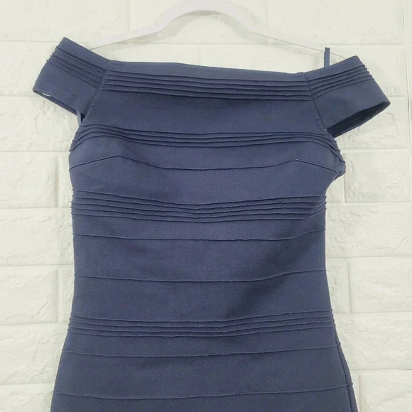 Ted Baker Women's Bardot Off The Shoulder Dress Cap Sleeve Stripe Blue Size 4 - Picture 2 of 8